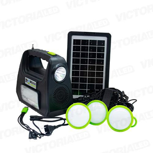 KIT SOLAR PORTATIL LINTERNA/3FOCOS3W/USB