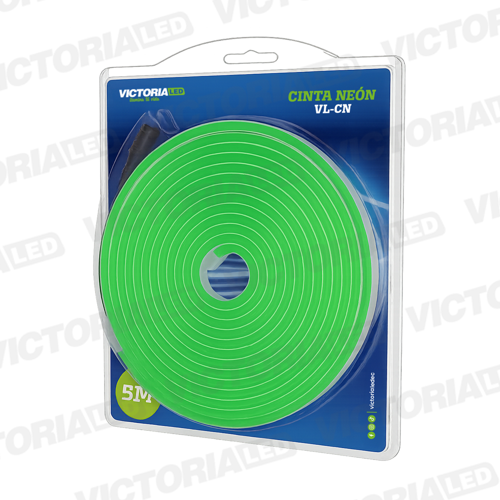 CINTA NEON 5M VERDE IP65 AC100-240V DC12V