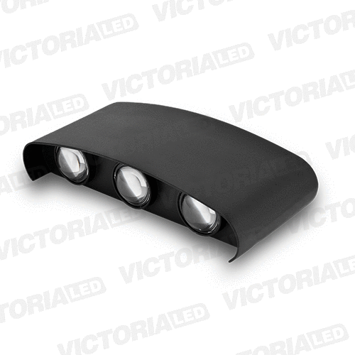 [APV05] APLIQUE DE PARED IP65 6*1W 3000K NEGRO 170*80MM AC85-265V