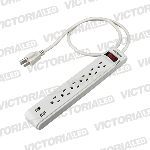 [VLRE-6P USB] REGLETA ELECTRICA 6 TOMAS CON SUPRESOR DE PICOS 50U/C